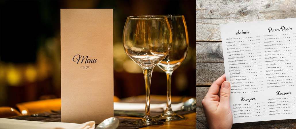 Impression de cartes de menu/boissons